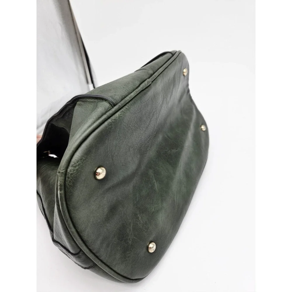 Green Gold Pleated Bucket Bag Large Open Hobo bag Triangle Cinch‎ top Shoulder